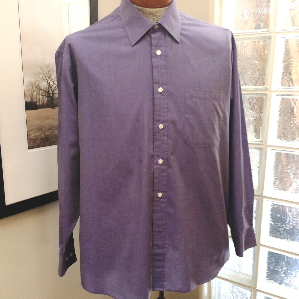 CHRISTIAN DIOR Men's Shirt Size 17 34/35 100% Cotton Long Sleeve Lavender